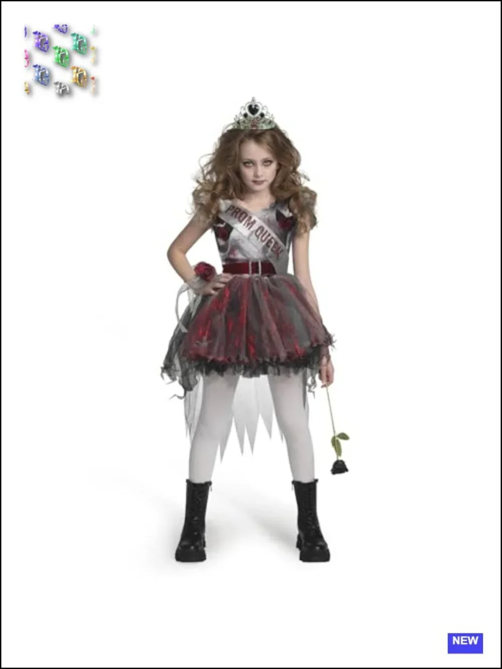 Girls Zombie Prom Queen Costume, 6-Piece Halloween Set